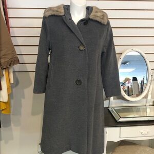 Gray Coat with Faux Fur Collar